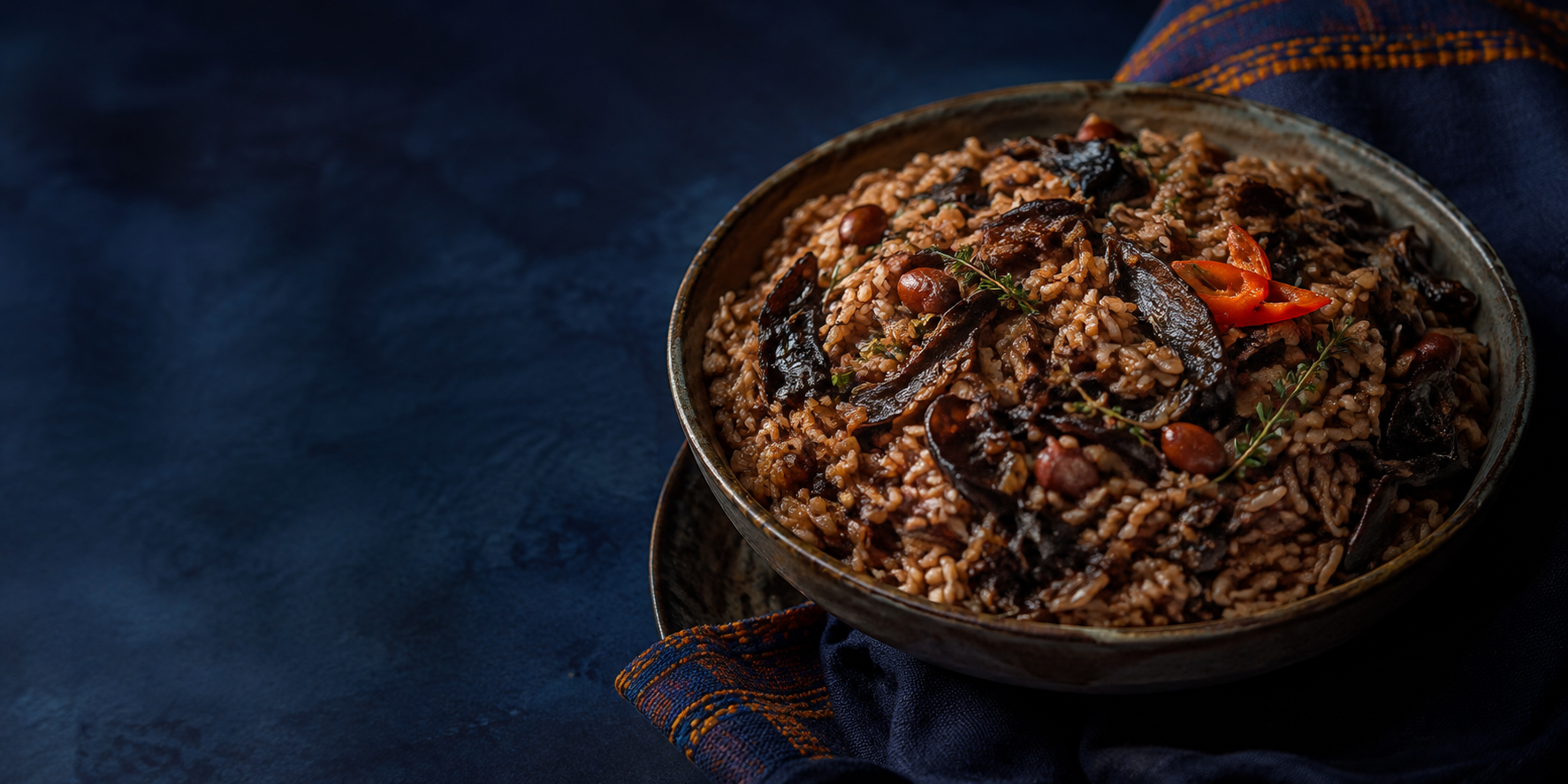 Diri djondjon — Arroz aromático com cogumelo